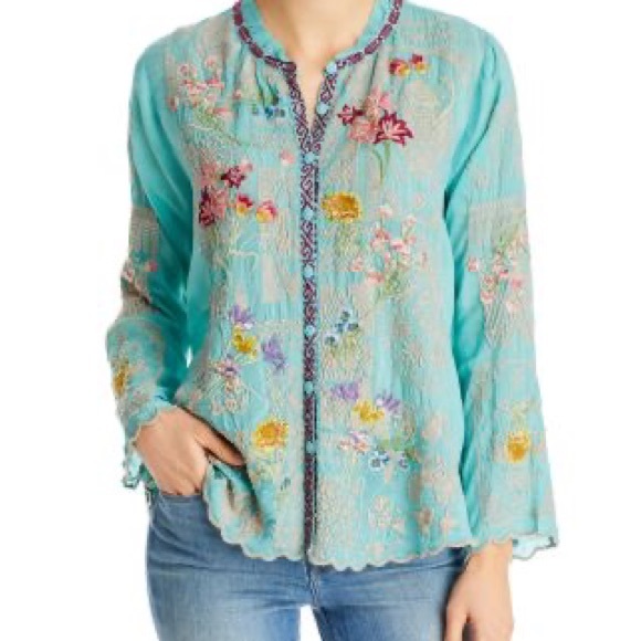 Johnny Was Tops - Johnny was NWT floral embroidered blouse